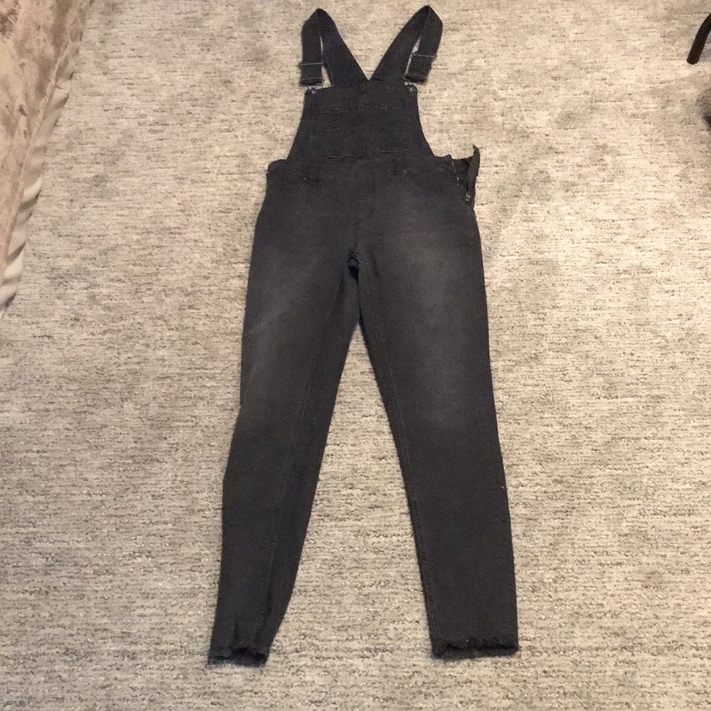 Free People black denim dungarees